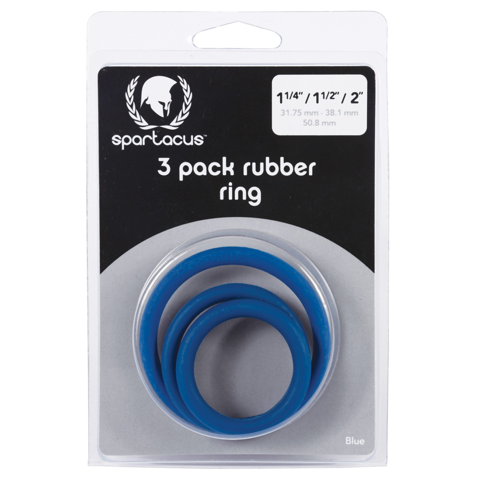 Spartacus Rubber Cock Ring Set Blue Pack of 3