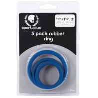 Spartacus Rubber Cock Ring Set Blue Pack of 3