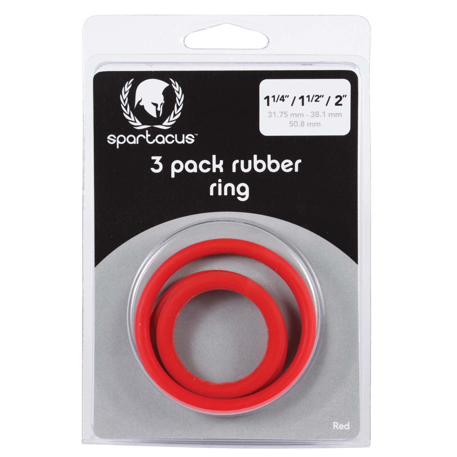 Spartacus Rubber Cock Ring Set Red Pack of 3