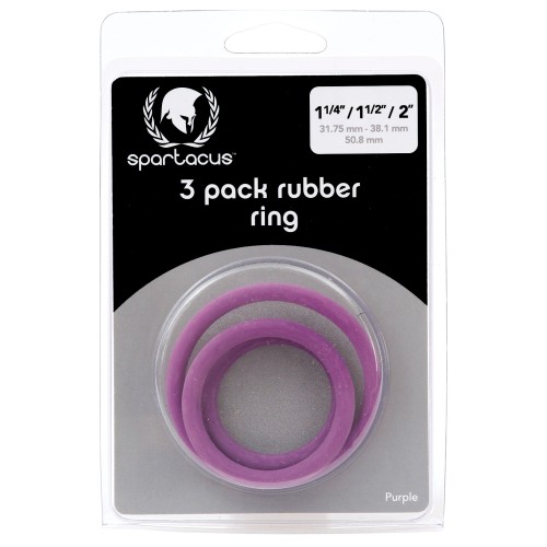 Spartacus Rubber Cock Ring Set - Purple