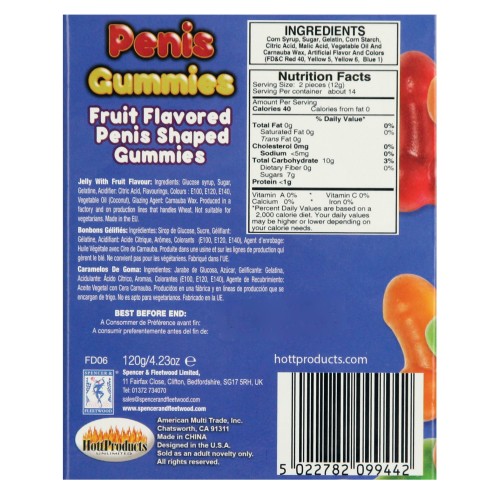 Caramelos de Gummy en Forma de Pene - 5.35 oz Surtidos