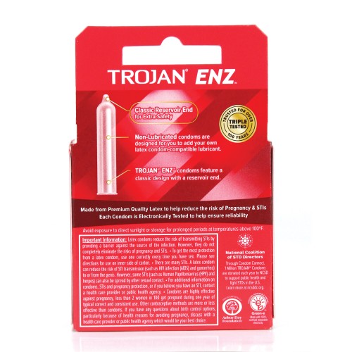 Condones Trojan Enz Sin Lubricante Caja de 3