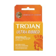 Trojan Ultra Ribbed Condoms Box of 3