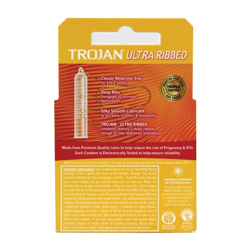 Condones Trojan Ultra Ribbed Caja de 3