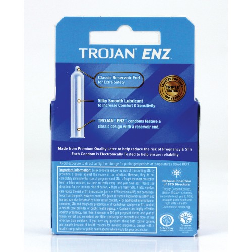 Trojan Enz Preservativos Lubricados Caja de 3