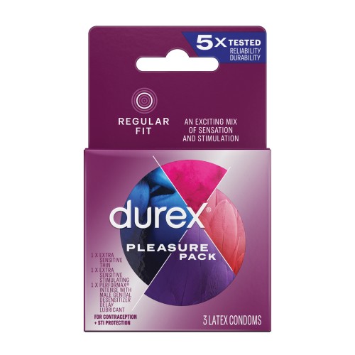 Pack de Condones Durex para Placer Caja de 3