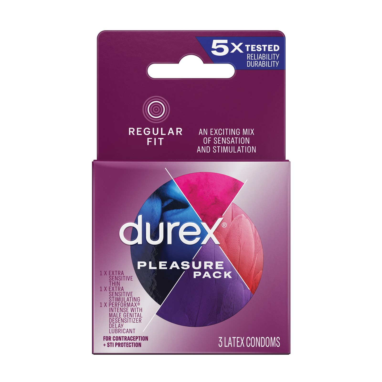 Pack de Condones Durex para Placer Caja de 3