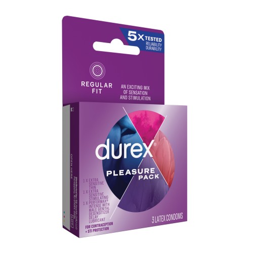 Pack de Condones Durex para Placer Caja de 3