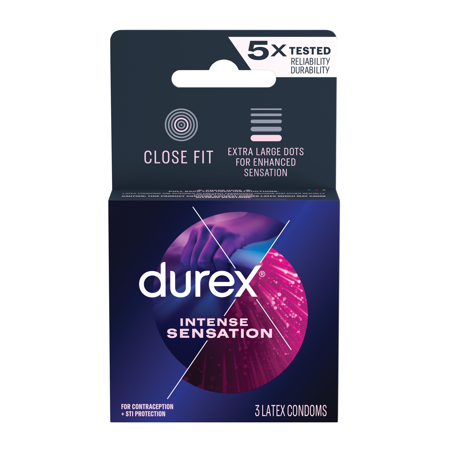 Condones Durex Intense Sensation Paquete de 3 para el Placer Máximo