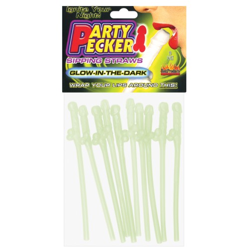 Party Pecker Glow in the Dark Sipping Straws - Fun Party Essentials