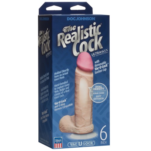 Cock Ultraskyn Realista de 6 Pulgadas con Testículos Blanco - Placer Definitivo