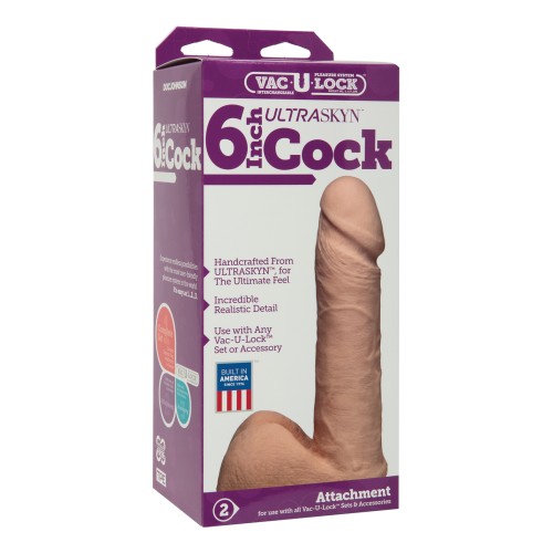 Vac-U-Lock 6" Ultraskyn Cock y Bolas - Blanco