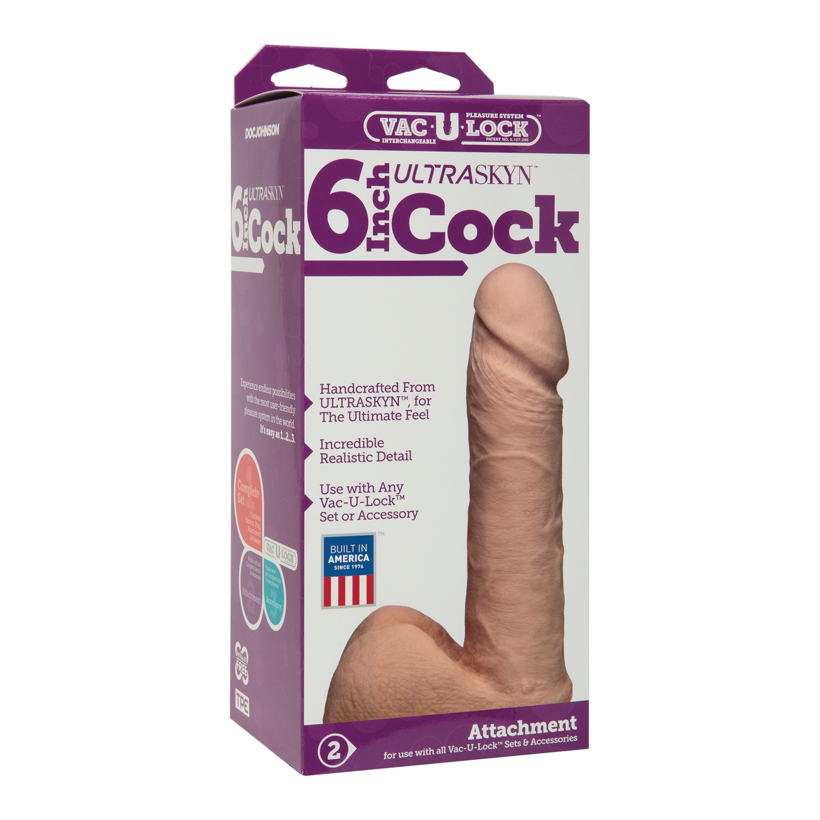 Vac-U-Lock 6" Ultraskyn Cock & Balls Attachment - White