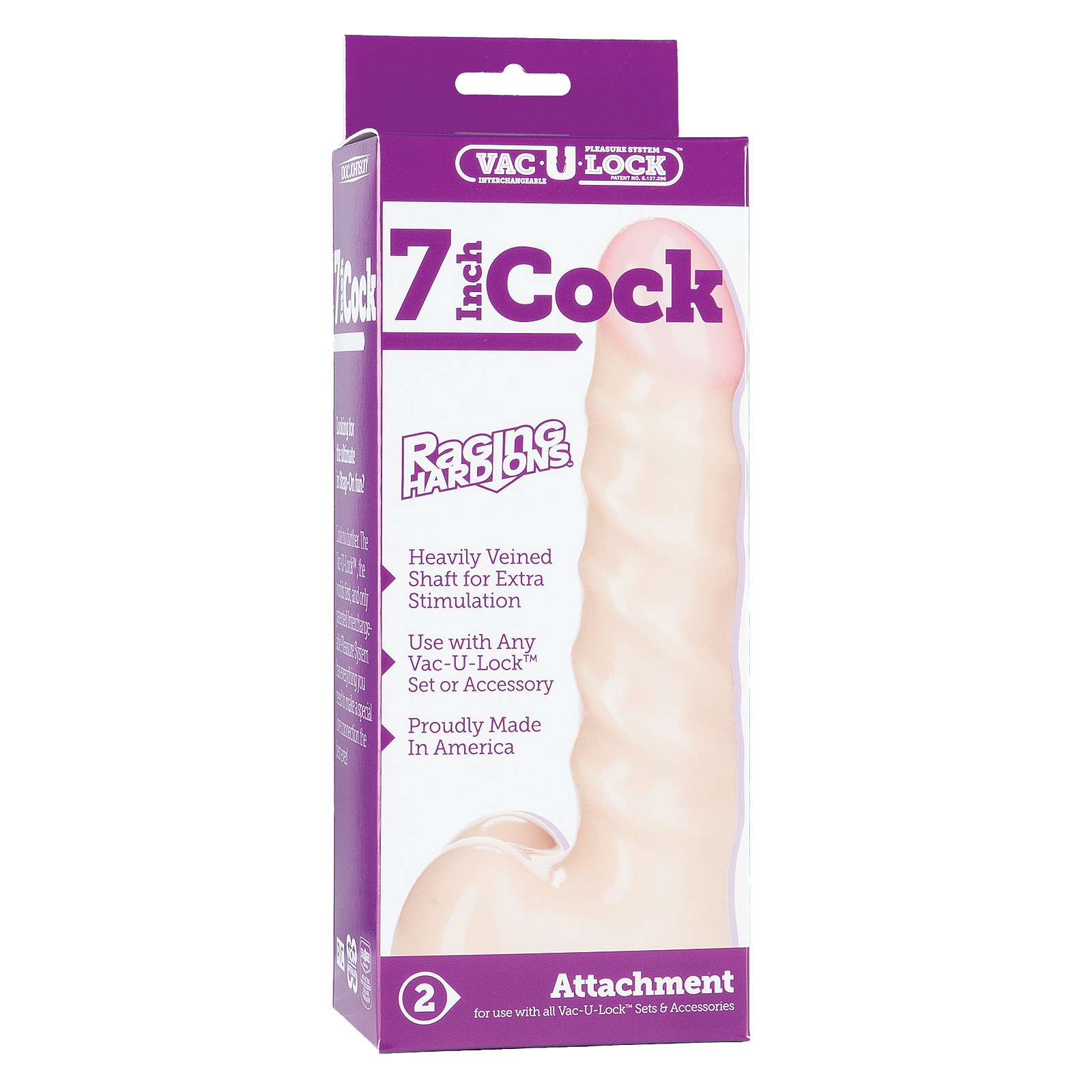 Vac-U-Lock 7 Raging Hard-On Cock Blanco