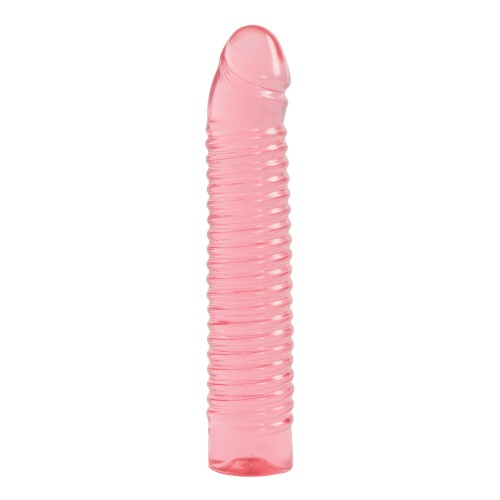 Vivid 7 Pink Ribbed Jelly Dildo