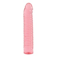 Vivid 7 Pink Ribbed Jelly Dildo