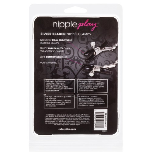 Silver Beaded Nipple Clamps for Sensual Play