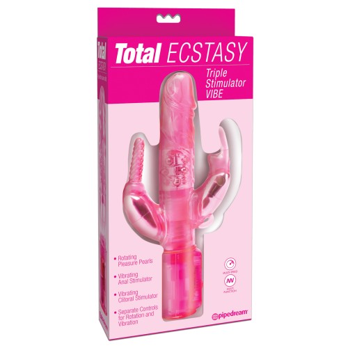 Vibrador Estimulador Triple Total Éxtasis Rosa