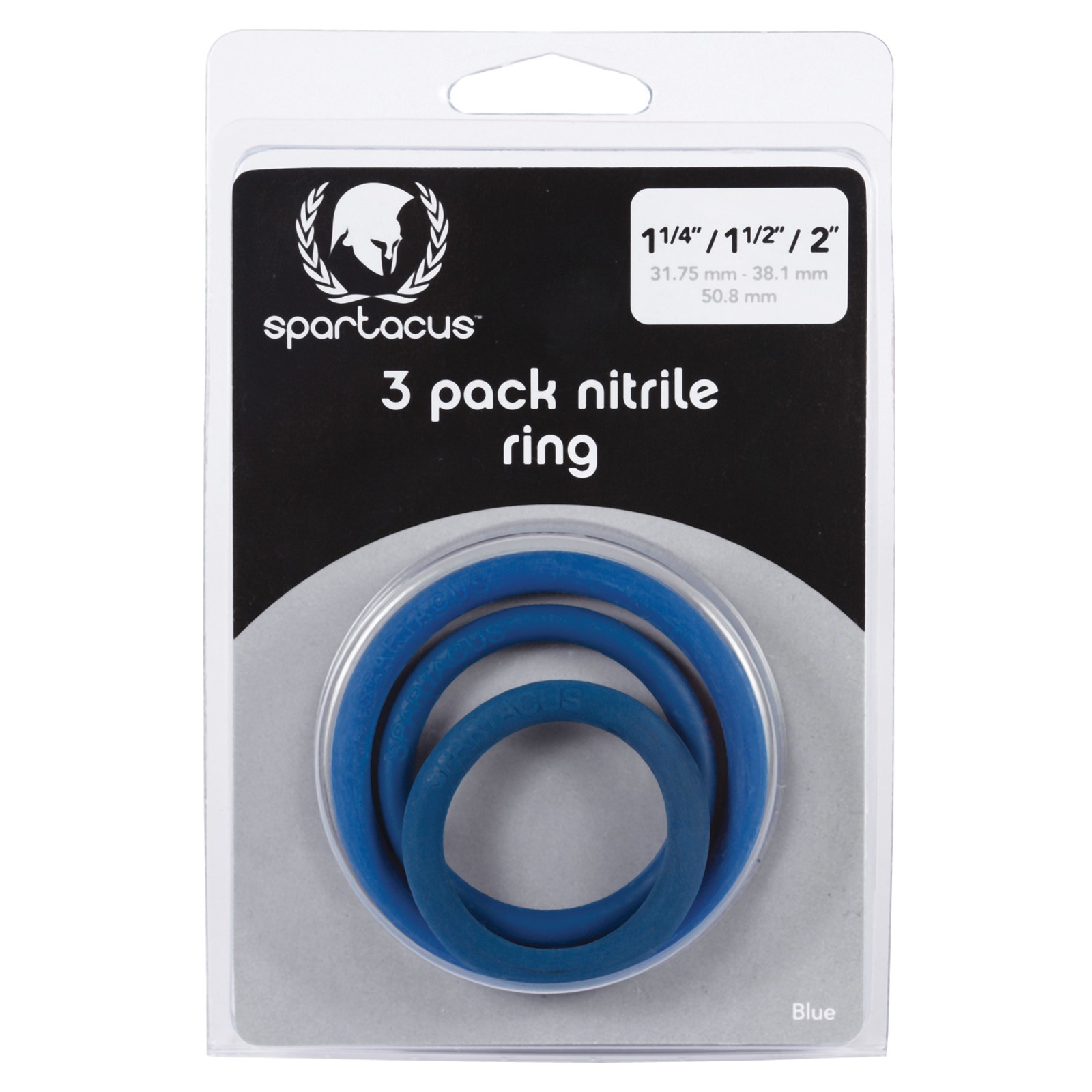 Spartacus Nitrile Cock Ring Set Blue Pack of 3