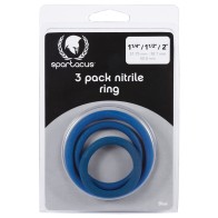 Spartacus Nitrile Cock Ring Set Blue Pack of 3