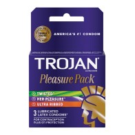 Trojan Pleasure Pack Condoms - Box of 3