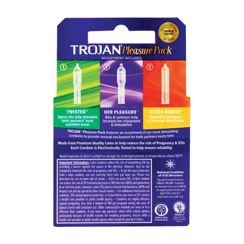 Trojan Pleasure Pack Condoms - Box of 3