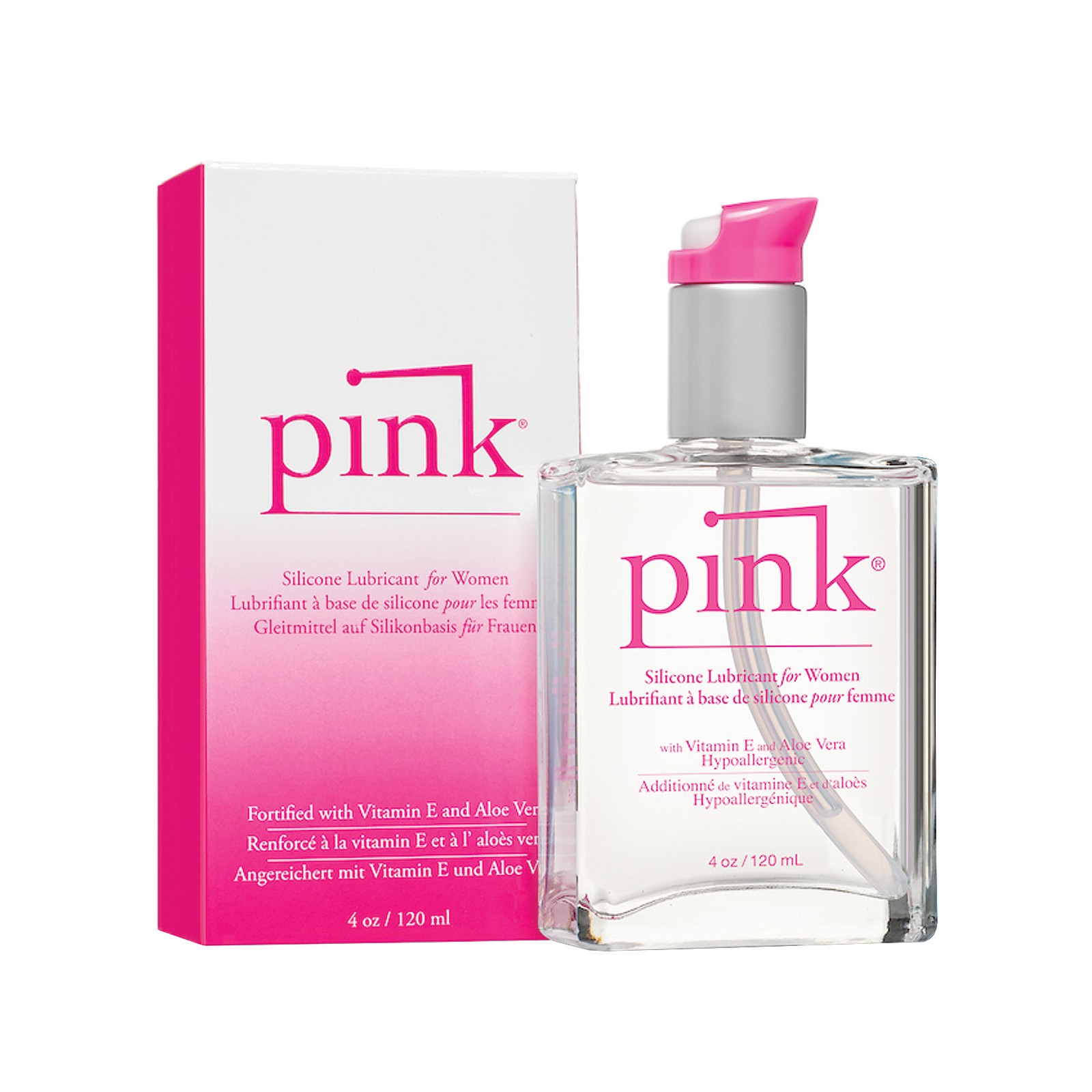 Lubricante de Silicona Rosa Botella de Cristal de 4 oz