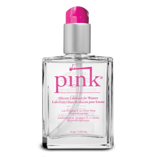 Pink Silicone Lube 4 oz Glass Bottle