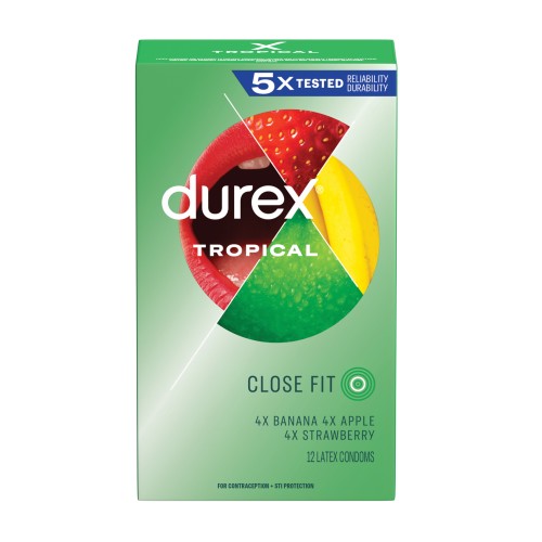 Condones Durex Tropical de Color y Aroma - Caja de 12