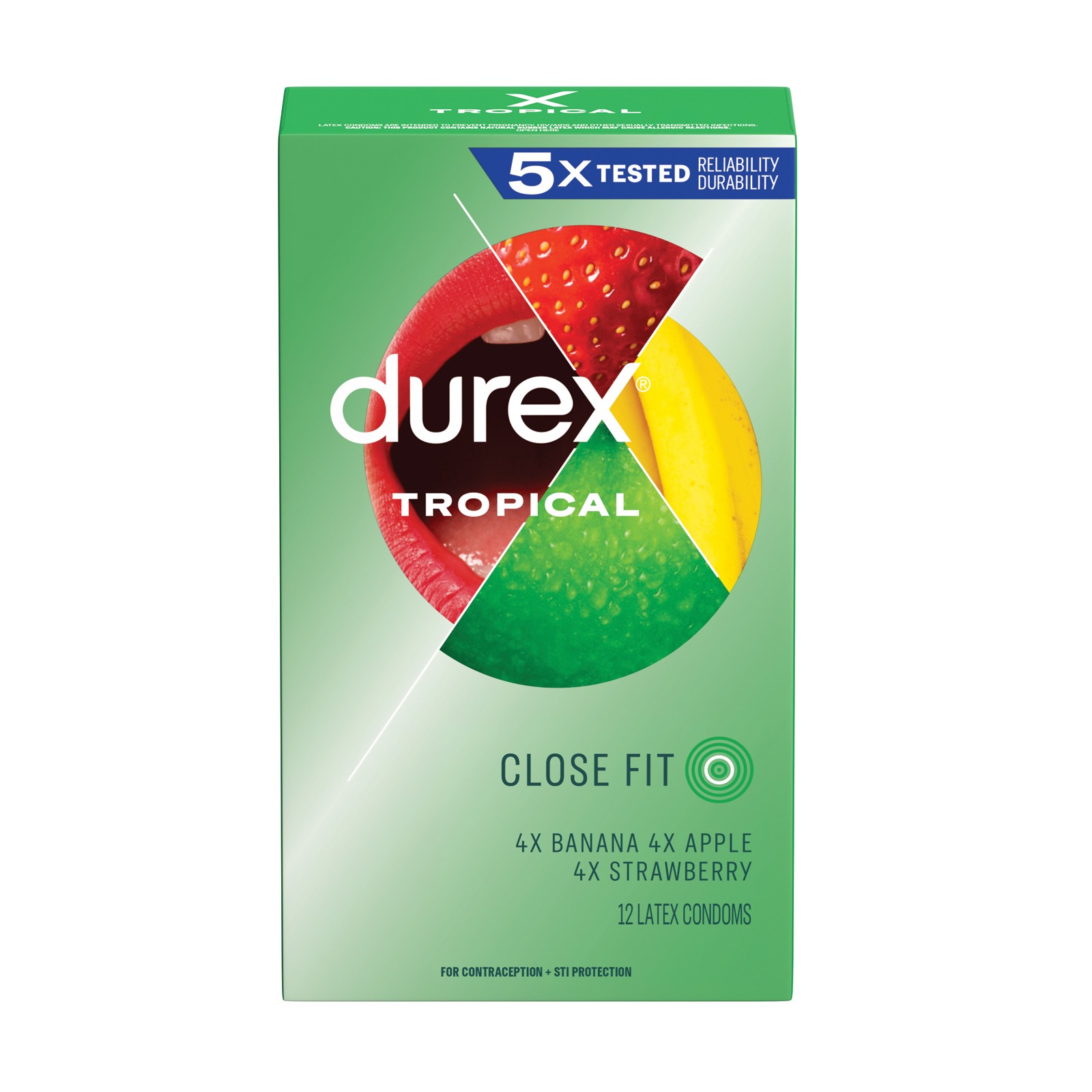 Condones Durex Tropical de Color y Aroma - Caja de 12