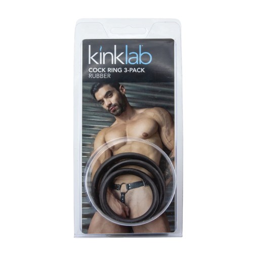 KinkLab Rubber Cock Ring Set for Enhanced Stimulation