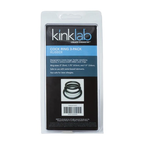 KinkLab Rubber Cock Ring Set for Enhanced Stimulation