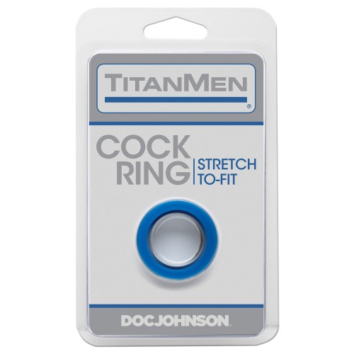 Anillo para el Pene TitanMen Stretch-To-Fit Azul - Placer Definitivo