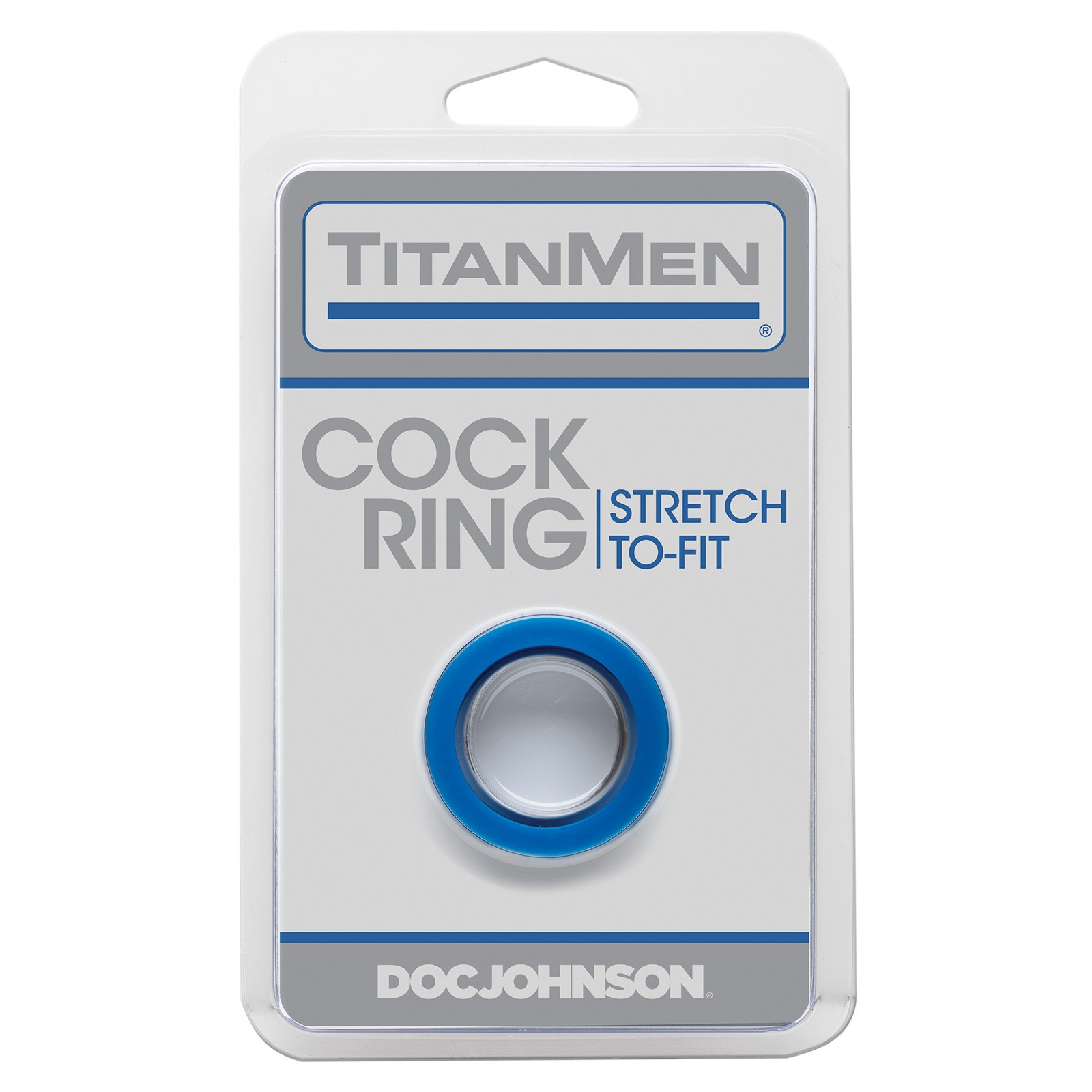 Anillo para el Pene TitanMen Stretch-To-Fit Azul - Placer Definitivo