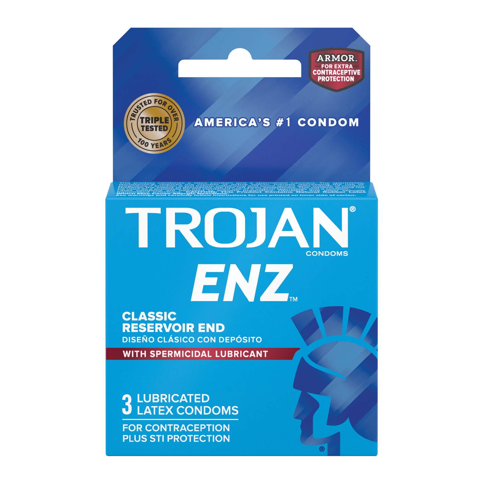 Condones Lubricados Spermicidas Trojan Caja de 3