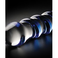 Icicles No. 5 Hand Blown Glass Massager Clear Blue Swirls