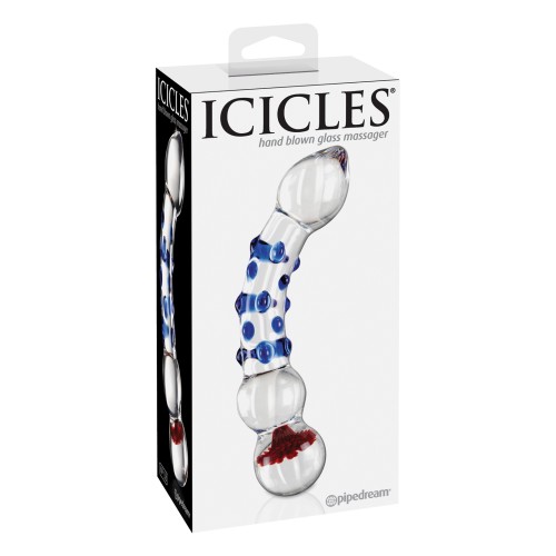 Icicles No. 18 Hand Blown Glass Massager - Blue Knobs