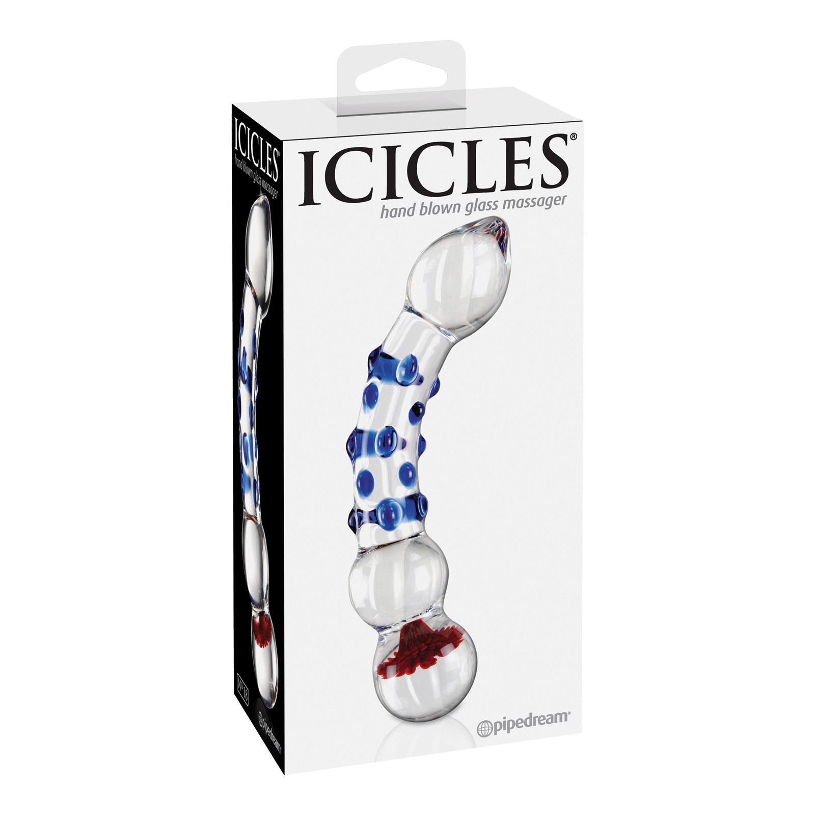 Icicles No. 18 Hand Blown Glass Massager - Blue Knobs