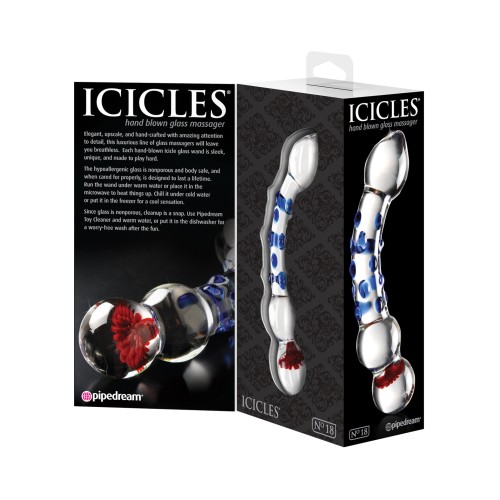 Icicles No. 18 Hand Blown Glass Massager - Blue Knobs