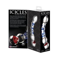 Icicles No. 18 Hand Blown Glass Massager - Blue Knobs