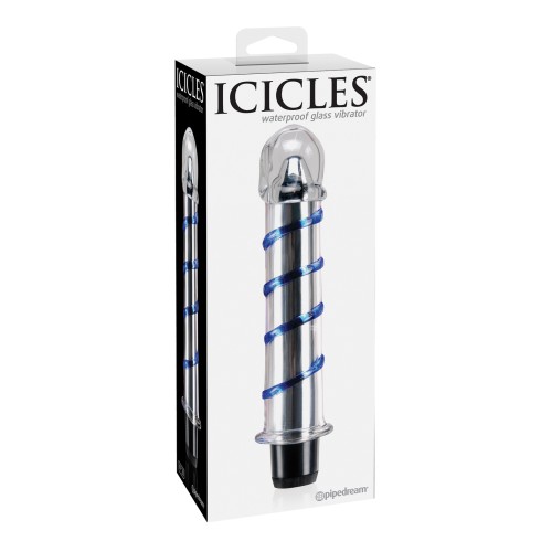 Icicles No. 20 Glass Vibrator - Clear Blue Swirls