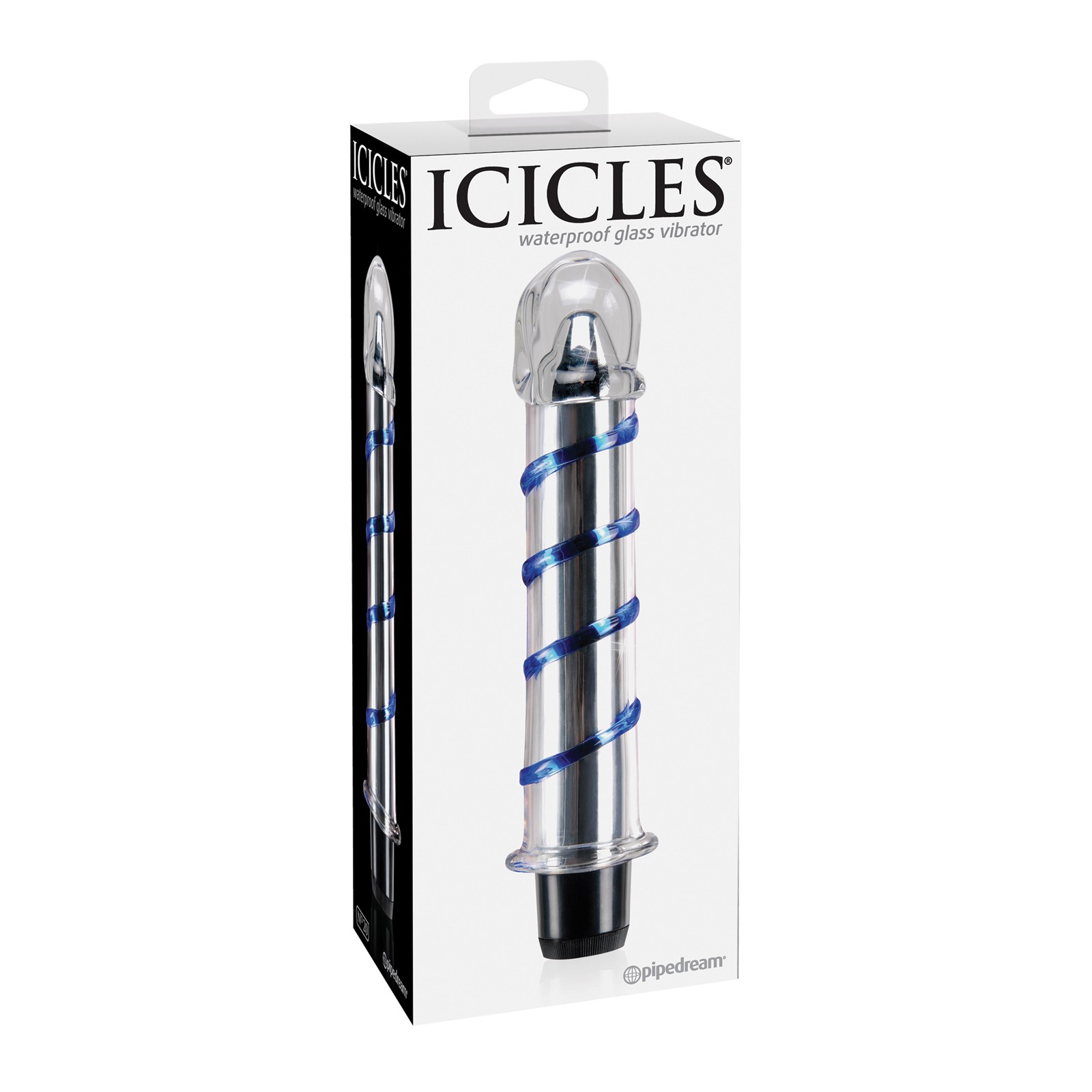 Icicles No. 20 Glass Vibrator - Clear Blue Swirls