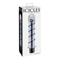 Vibrador de Vidrio Icicles No. 20 - Claro Remolinos Azules