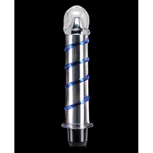 Icicles No. 20 Glass Vibrator - Clear Blue Swirls