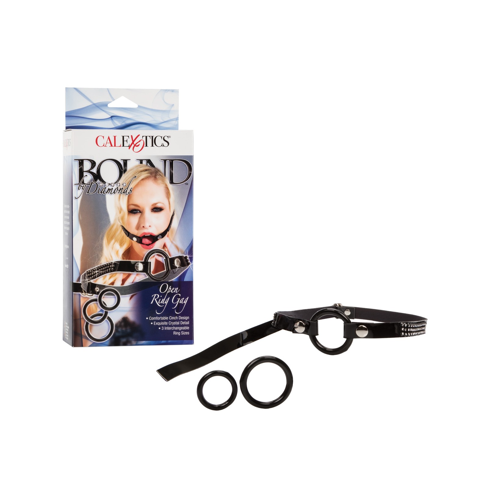 Bound by Diamonds Open Ring Gag Black