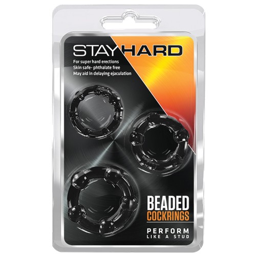 Anillos de Cock Beaded Stay Hard - Pack de 3