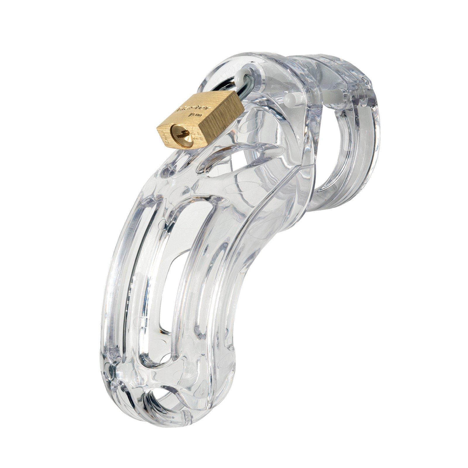 The Curve 3.75'' Curved Cock Cage & Lock Set - Clear