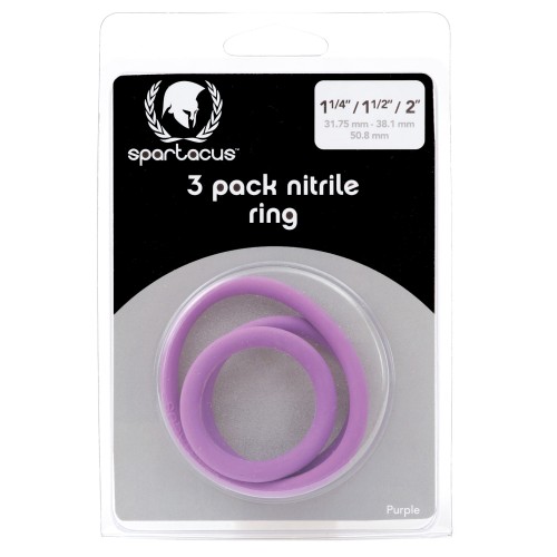 Conjunto de Anillos para Pene Nitrilo Spartacus en Paquete de 3 Morado