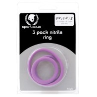 Conjunto de Anillos para Pene Nitrilo Spartacus en Paquete de 3 Morado