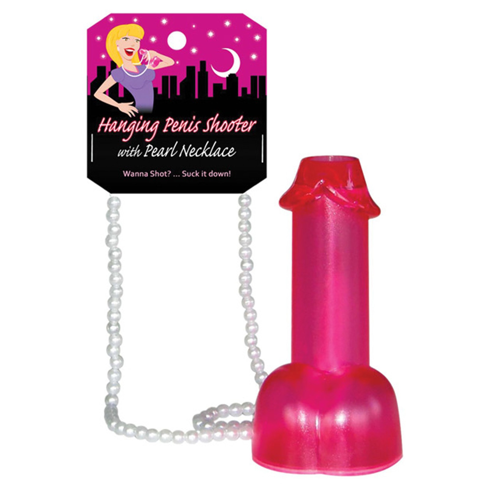 Hanging Penis Shooter with Pearl Necklace